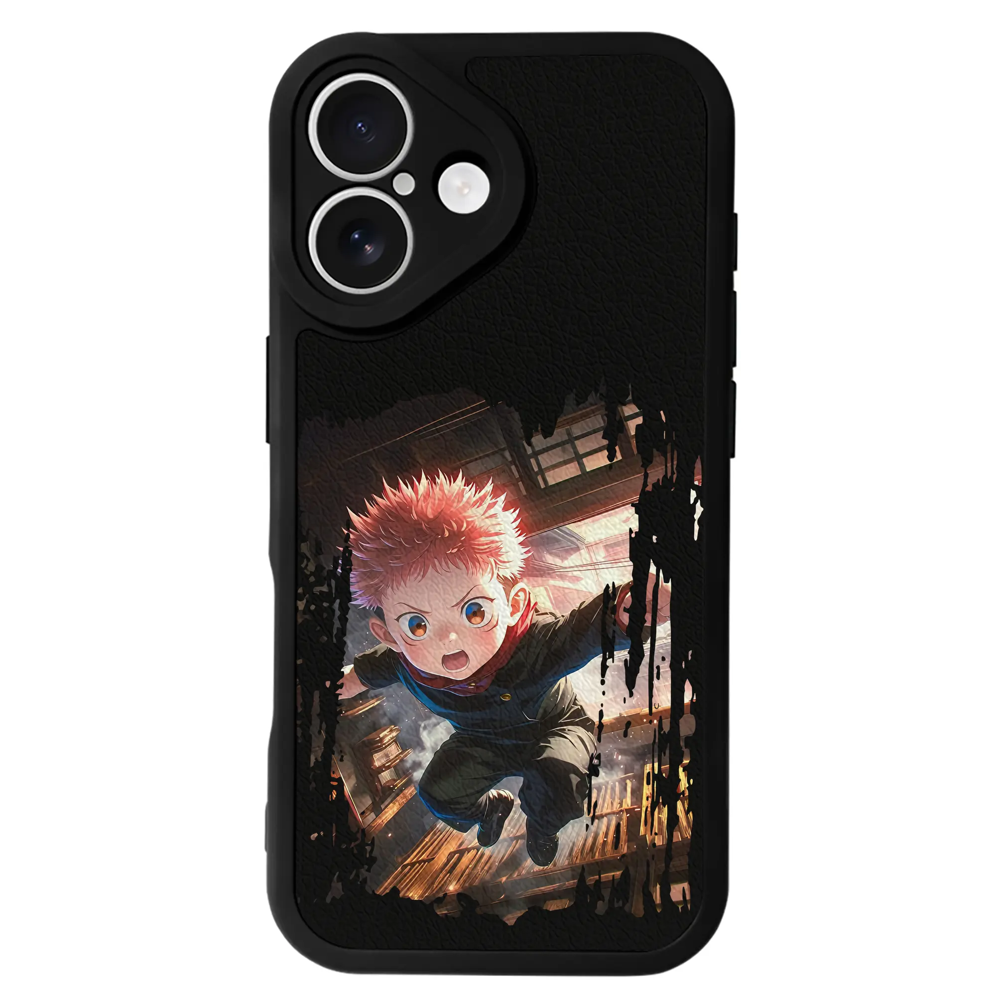 呪術廻戦 グッズ,虎杖 悠仁 - IPhone 16シリーズ対応 ・ シリコンスマホケース ・ レザー調 ・ 高精度フィット ・ 耐衝撃 ・ ワイヤレス充電対応 ・ 精密カット